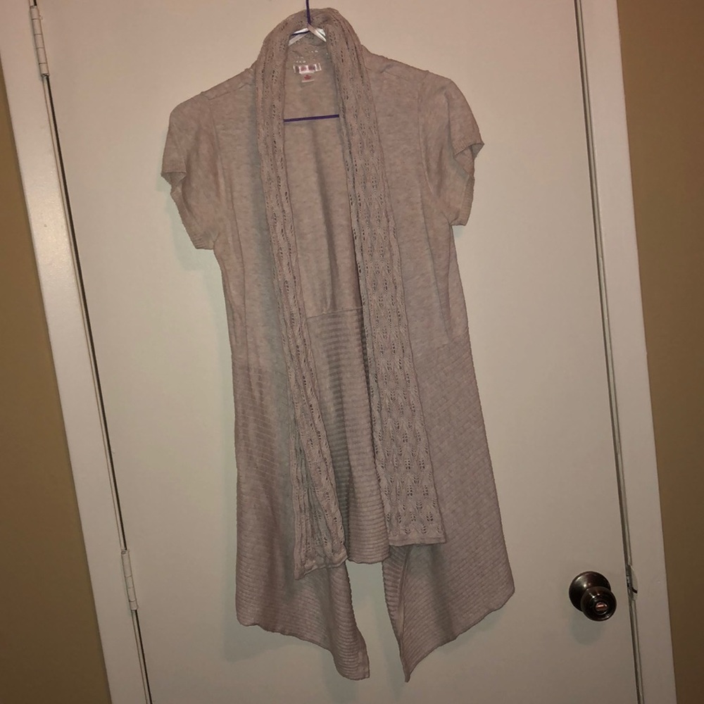Short sleeved waterfall cardigan